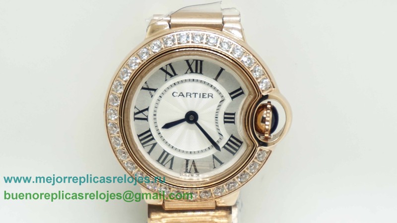Relojes Replicas Cartier Ballon bleu de Cartier Cuarzo Diamonds Bezel Sapphire S/S CRD55