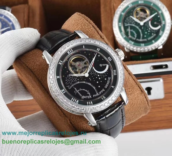 Replicas Reloj Patek Philippe Automatico Tourbillon Diamonds Bezel PPHS158