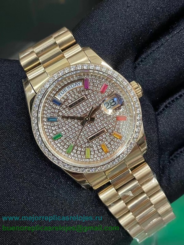 Replicas Relojes Rolex Day-Date Automatico S/S 36MM Diamonds Sapphire RXHS146