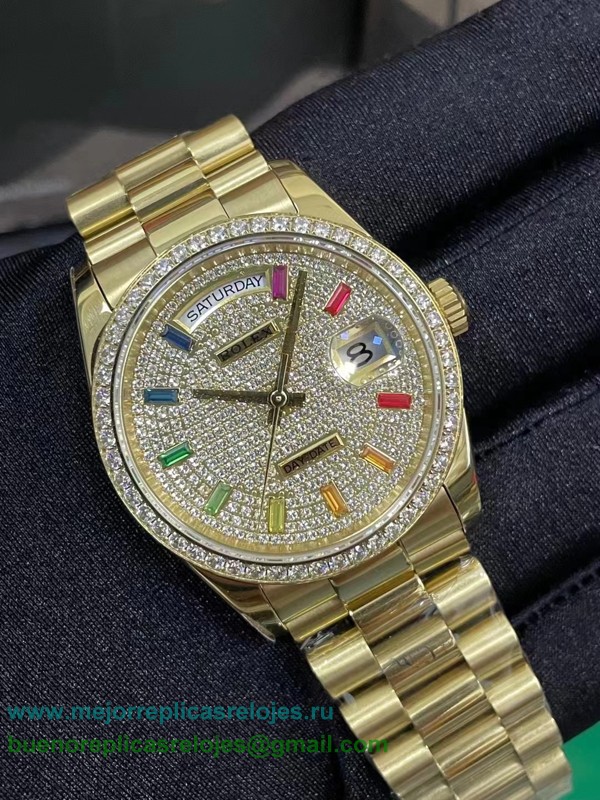 Replicas Relojes Rolex Day-Date Automatico S/S 36MM Diamonds Sapphire RXHS147