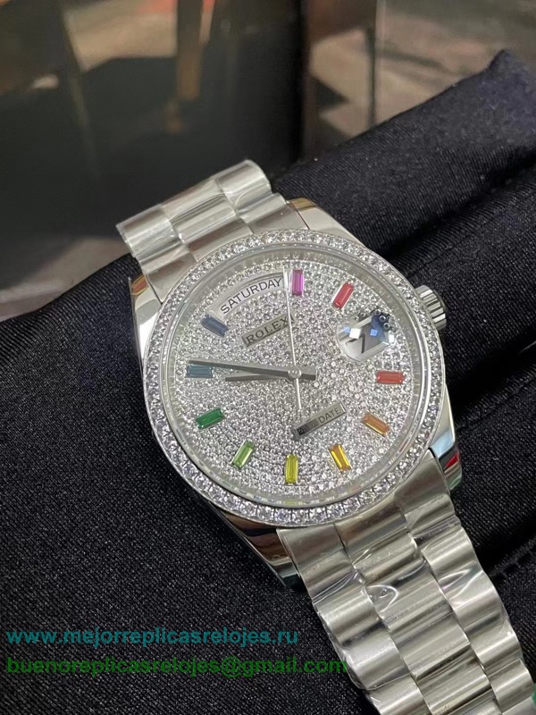 Replicas Relojes Rolex Day-Date Automatico S/S 36MM Diamonds Sapphire RXHS148