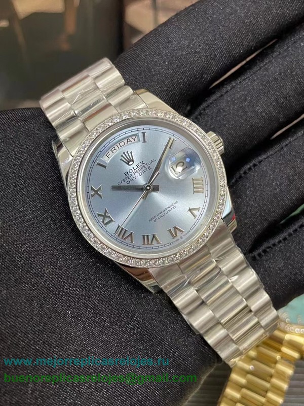 Replicas Relojes Rolex Day-Date Automatico S/S 36MM Diamonds Sapphire RXHS150