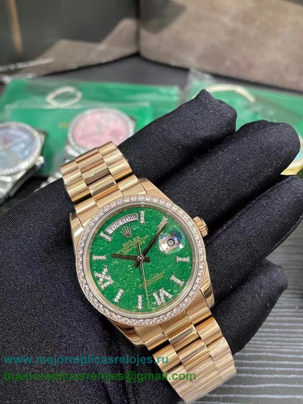 Replicas Relojes Rolex Day-Date Automatico S/S 36MM Diamonds Sapphire RXHS152