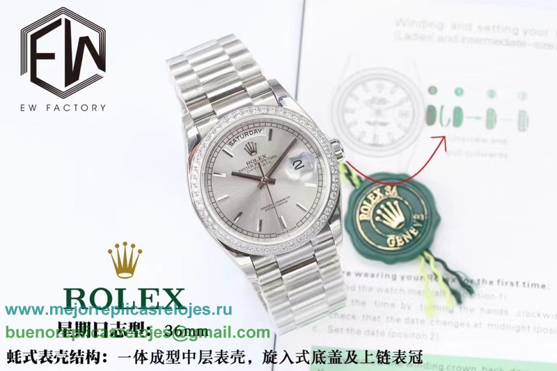 Replicas Relojes Rolex Day-Date Suizo ETA 3255 Automatico S/S 36MM Sapphire RXHS69