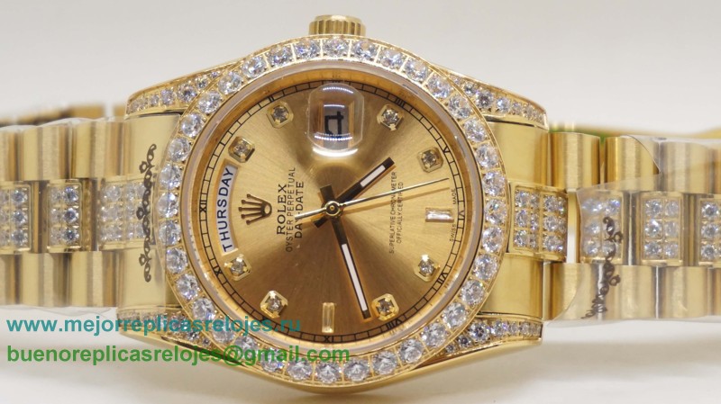 Replicas De Relojes Rolex Day-Date Automatico S/S 36MM Sapphire Diamonds Bezel RXH259