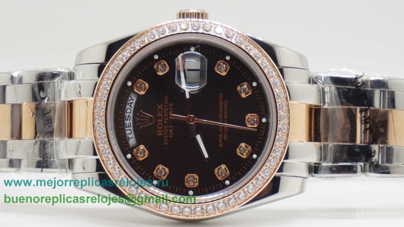 Replicas De Relojes Rolex Day-Date Automatico S/S 36MM Sapphire Diamonds Bezel RXH323