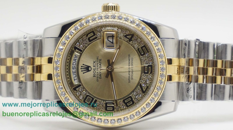 Replicas De Relojes Rolex Day-Date Automatico S/S 36MM Sapphire Diamonds Bezel RXH390