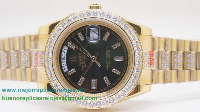 Replicas De Relojes Rolex Day-Date Automatico S/S 41MM Sapphire Diamonds Bezel RXH482